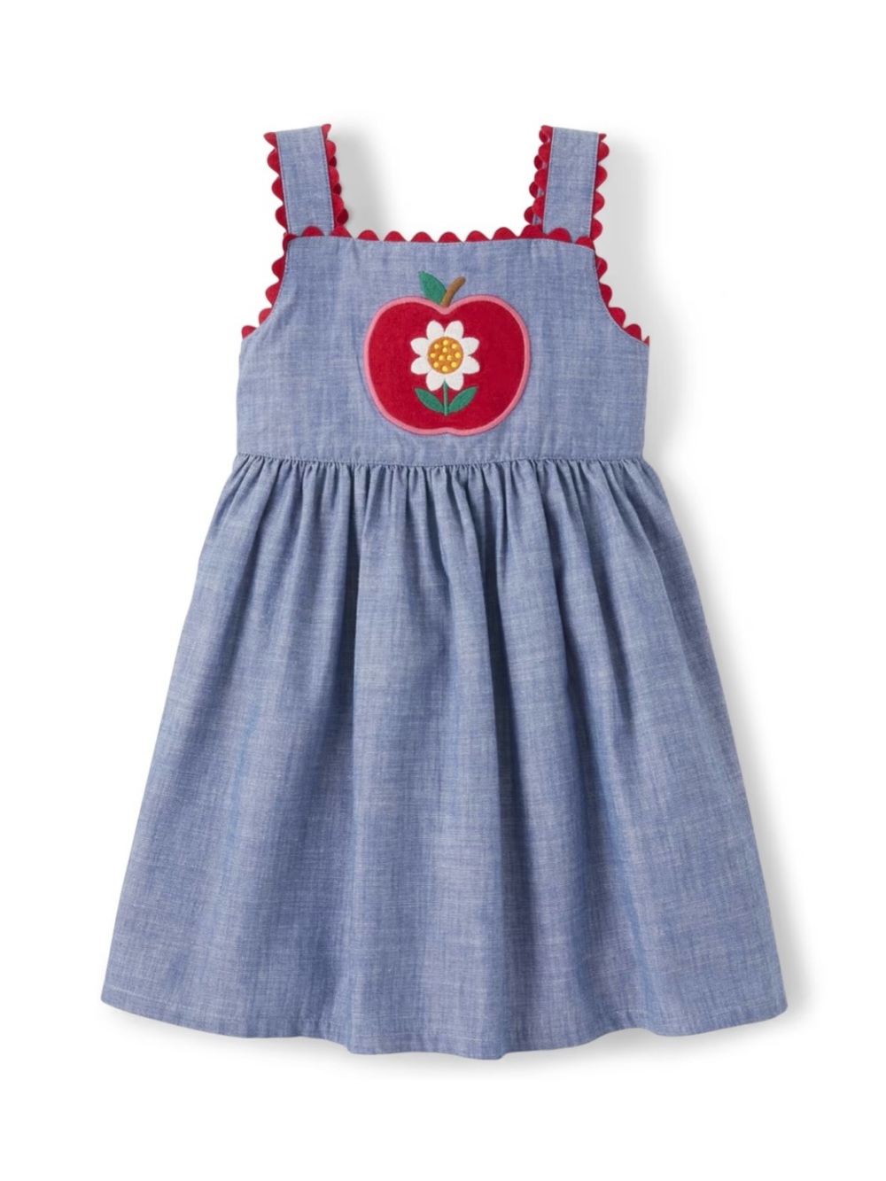 Gymboree Blue Chambray Dress with Red Apple Appliqué